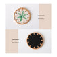 4 Pcs Beige Background With Blue and Pink flower Handcrafted Rattan Coaster with Natural Shell Inlay - Decorative & Heat Insulating Drink Mat