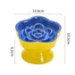 Yellow and Blue Ceramic Slow Feeder Pet Bowl for Cats and Small Dogs - Anti-Choke Elevated Design with 15-Degree Tilted Rim