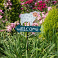 Pink Pig Pattern Charming Metal Garden Stakes | Welcome Yard & Lawn Decor