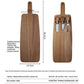 Brown And Black Premium Acacia Wood Cheese Board Set | Charcuterie Platter with 3 Stainless Steel Knives