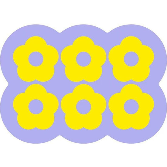 Style 9 Purple And Yellow Flowers Pattern Absorbent Diatomaceous Earth Pet Feeding Mat - Non-Slip & Quick Dry Placemat (50x80cm)