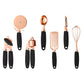 Black And Rose Gold 7-Piece Kitchen Gadget Set - Stainless Steel Utensils with Comfort Grip Handles