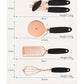 Black And Rose Gold 7-Piece Kitchen Gadget Set - Stainless Steel Utensils with Comfort Grip Handles