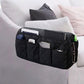 2 Pcs Black Quilted Sofa Armrest Organizer Caddy - Multi-Pocket Remote Control Holder Bag
