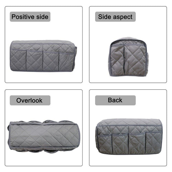2 Pcs Blue Quilted Sofa Armrest Organizer Caddy - Multi-Pocket Remote Control Holder Bag