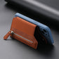 2 Pcs Khaki Multifunction Stick-On Phone Wallet - PU Leather Card Holder with Zipper & Flip Cover