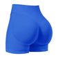 M Electric Blue High-Elastic Hip Yoga Shorts - Seamless Mid-Intensity Pilates Workout Shorts