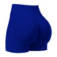 M Blue High-Elastic Hip Yoga Shorts - Seamless Mid-Intensity Pilates Workout Shorts