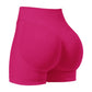 S Rose Red High-Elastic Hip Yoga Shorts - Seamless Mid-Intensity Pilates Workout Shorts