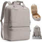 Khaki Large Capacity Travel Laptop Backpack - Sleek Business Shoulder Bag with Padded Compartment