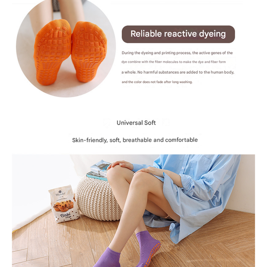 Ten Pairs Of Orange Kids Non-Slip Trampoline Socks  for Playground Early Education and Yoga Unisex Anti-Skid Floor Socks for 1-5 Years