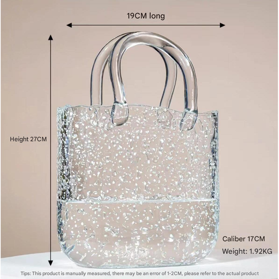 Large Tote Bubble Bag Luminous INS-Style Glass Vase Modern Minimalist Hydroponic Flower Holder Creative Desktop Decorative Floral Arrangement