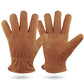 L Coffee Durable Cowhide Work Gloves - Insulated Windproof Anti-Slip for Outdoor Handling & Cycling