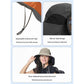 Black White Wide Brim Sun Hat with Cape - Foldable UV Protection - 10cm Brim