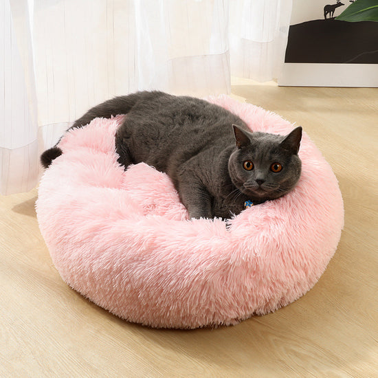 Blue Green 50cm Cozy Round Pet Bed - Plush Cat & Dog Bed with Non-Slip Base, Machine Washable