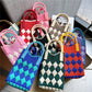 Light Blue 3PCS Cute Heart Knit Phone Crossbody Bag - Korean Style Mini Shoulder Purse for Women