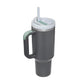 Grey 40oz Stainless Steel Tumbler with Handle & Straw - Large Capacity Insulated Travel Mug