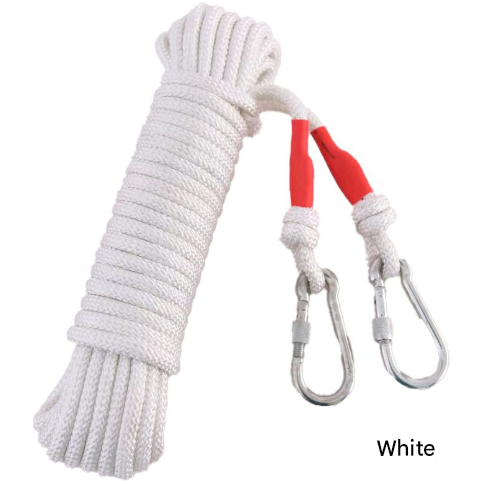 White With Wire Core Heavy Duty Adjustable Clothesline Set (4 Pack) - 10m Steel Wire Core Nylon Rope with Hooks for Outdoor & Camping