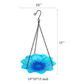 Blue Decorative Hanging Glass Flower Bird Bath - 10 Inch Vibrant Outdoor Garden Accent