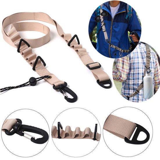 Khaki 4 PCS Heavy-Duty Outdoor Utility Strap - Multi-Purpose Camping Gear & Bottle Hanging Lanyard
