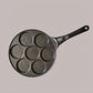 Black Smiley + Black Handle (gas model) Non-Stick Pancake Pan - 7-Hole Fun Shapes Breakfast Griddle (27cm)