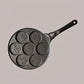Black Cartoon + Black Handle (Gas Model) Non-Stick Pancake Pan - 7-Hole Fun Shapes Breakfast Griddle (27cm)