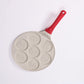 Beige Cartoon + Red Handle (Gas Model) Non-Stick Pancake Pan - 7-Hole Fun Shapes Breakfast Griddle (27cm)