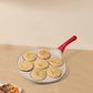 Beige Waffle + Wood Grain Handle (Gas Model) Non-Stick Pancake Pan - 7-Hole Fun Shapes Breakfast Griddle (27cm)