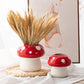 Small Size Red Whimsical Ceramic Mushroom Vase - Decorative Floral & Hydroponic Planter