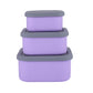 Purple 3-Piece Stackable Silicone Food Storage Container Set - Microwave Safe Lunch Boxes (300/700/1300ml)