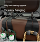 Grey Heavy Duty Car Headrest Hooks (Set of 4 Units) - PU Leather Seat Back Organizer Hangers