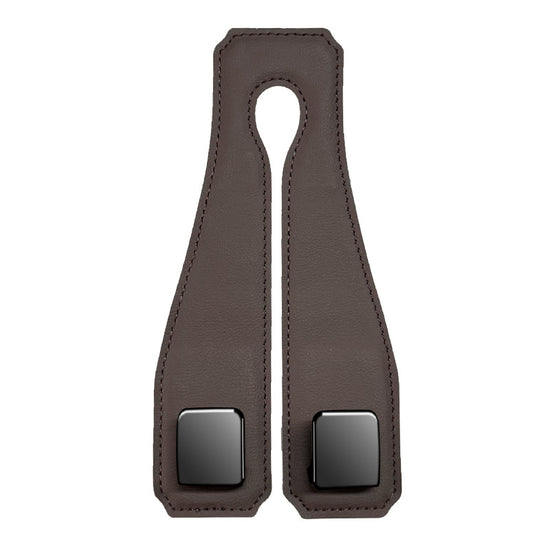 Coffee Heavy Duty Car Headrest Hooks (Set of 4 Units) - PU Leather Seat Back Organizer Hangers