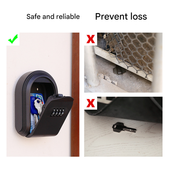 Black 3PCS Wall Mount Plastic Combination Key Lock Box - Secure Key Safe Storage Box