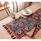 Jacquard Black With Plum Blossom 33-180cm Elegant Geometric Jacquard Table Runner with Tassels - Modern Dining & Coffee Table Decor