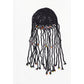 Black Boho Hand-Crocheted Tassel Sun Hat - Lightweight Breathable Beach Cap (Fits 55-60cm)