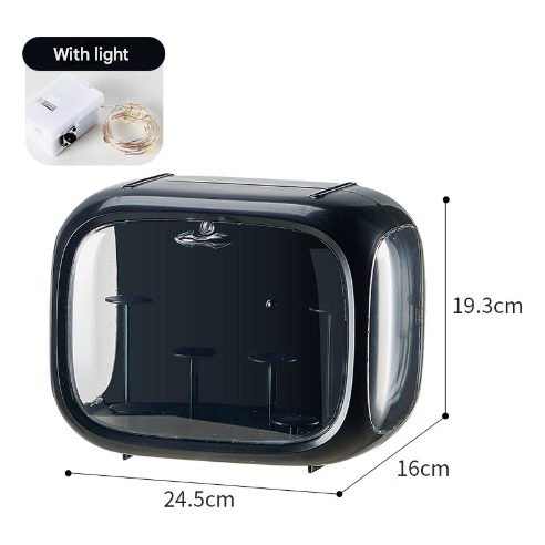 Black With Lamp Wall Mount & Desktop Blind Box Display Case - Clear Dustproof Storage Organizer for Collectibles & Figures