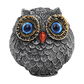 3Pcs Blue Small Decorative Resin Owl Figurine - Textured Statue with Blue Eyes