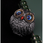 3Pcs Blue Small Decorative Resin Owl Figurine - Textured Statue with Blue Eyes