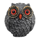 3Pcs Red Small Decorative Resin Owl Figurine - Textured Statue with Blue Eyes