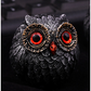 3Pcs Red Small Decorative Resin Owl Figurine - Textured Statue with Blue Eyes