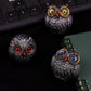 Set of Three Groups of Three Colors Small Decorative Resin Owl Figurine - Textured Statue with Blue Eyes(Blue, Green, Red)