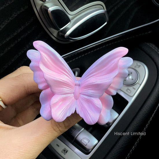 Translucent Pink Butterfly Set of 3 Butterfly Car Air Vent Clips - Decorative Scent Diffuser Ornaments