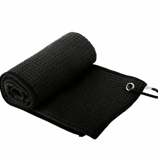 Black Microfiber Waffle Weave Golf Towel Set - 4 Pack (40x60cm) - Ultra Absorbent & Quick Drying