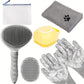 Grey 6-Piece Dog Grooming Bath Set - Absorbent Microfiber Towels & Wash Mitts for Shiny Coats