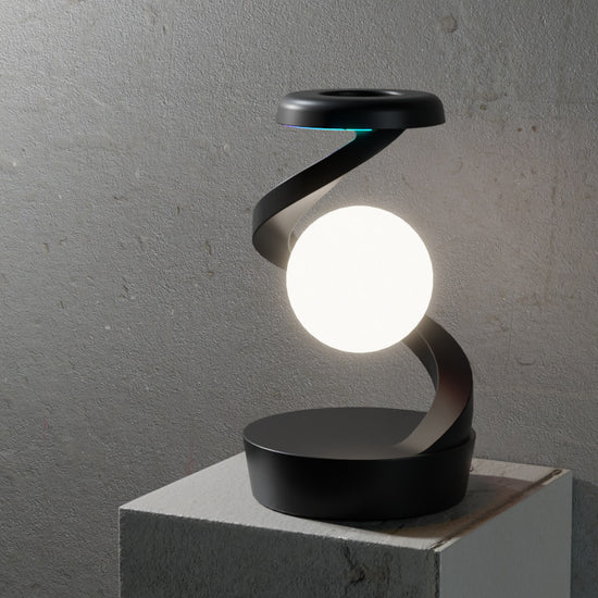 Grey-Black Modern Levitating LED Desk Lamp  - Spiral Design Atmosphere Light