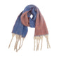 Blue-orange Plush Gradient Winter Scarf Shawl - Thick Textured Circle Yarn with Chunky Tassels - 185cm x 40cm