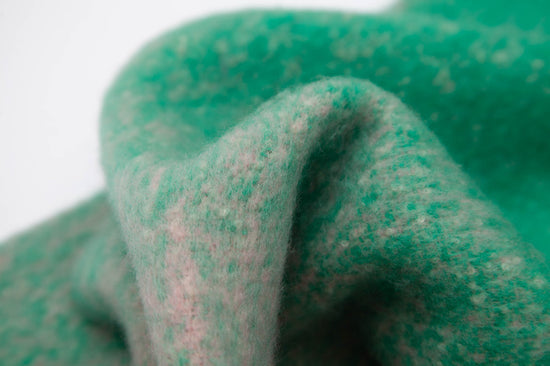 Green-beige Plush Gradient Winter Scarf Shawl - Thick Textured Circle Yarn with Chunky Tassels - 185cm x 40cm