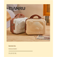 Cute Bear Face Hard-Shell Storage Case with Lock - 14-Inch gold Travel Organizer