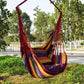 Colorful Striped Hammock Chair with Ropes and Storage Bag - White