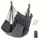 Colorful Striped Hammock Chair with Ropes and Storage Bag - Gery